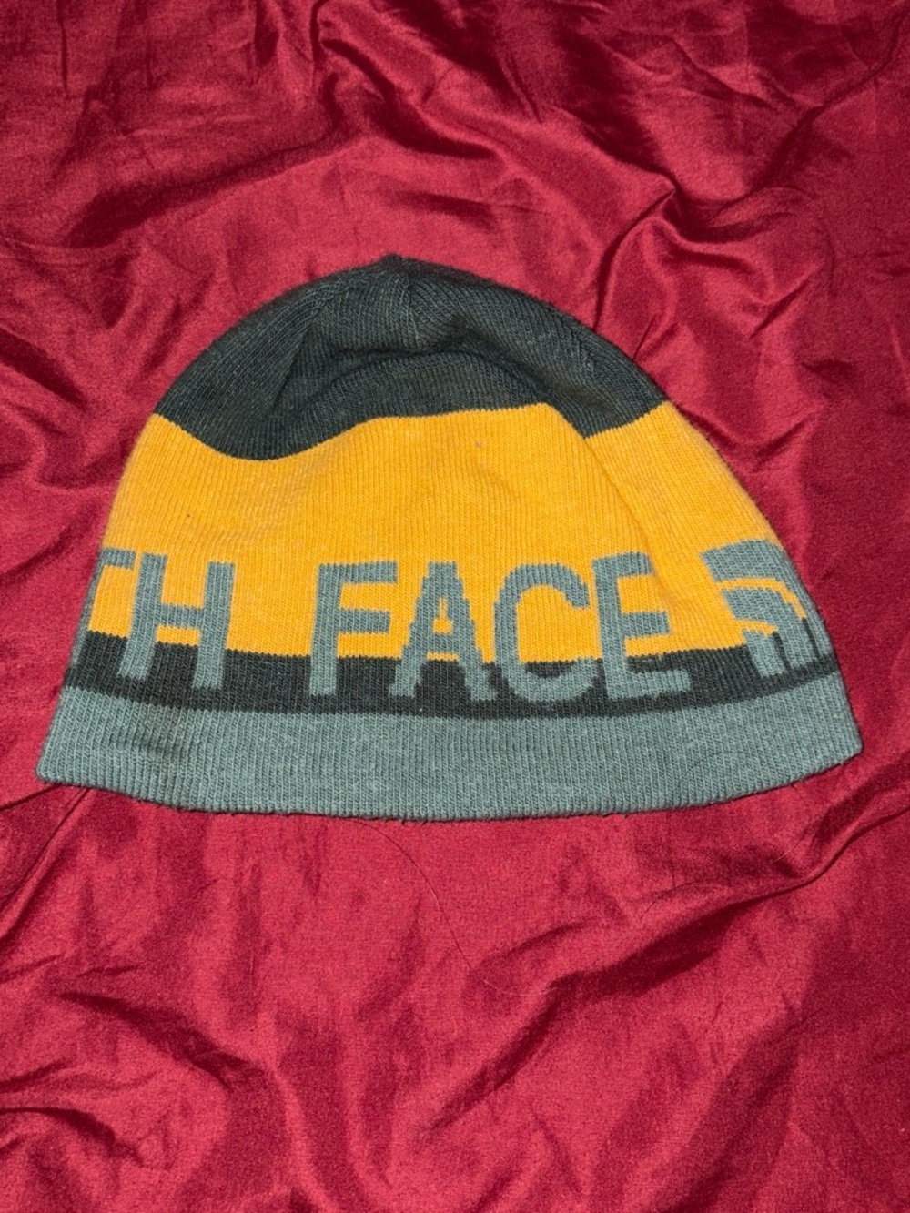 The North Face Yellow and Gray Kids Logo Beanie